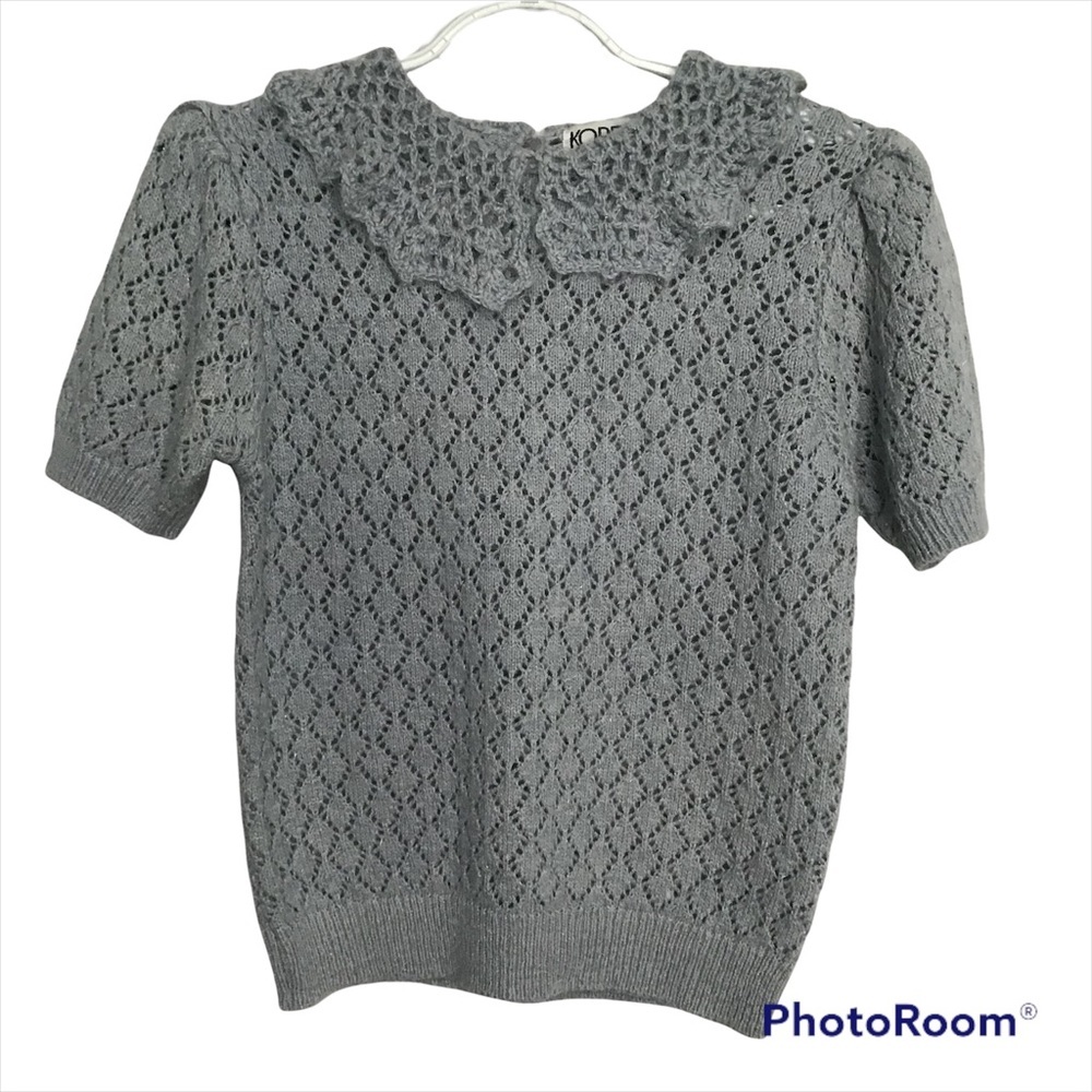 Vintage Koret Silk/Wool Blend Puff Short Sleeve Knit Top size S